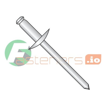 Newport Fasteners Blind Rivet, Large Flanged Head, 1/8 in Dia., 0.275 in L, Stainless Steel Body, 10000 PK 303108